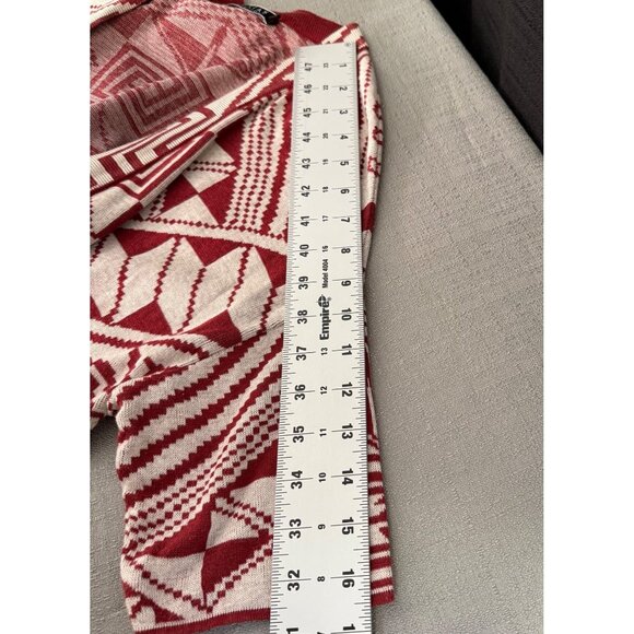 Peruvian Connection Red Aztec Open Cardigan Sweater Sz Medium Pima Cotton Boho - Picture 9 of 14